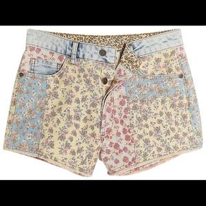 Farm Rio Floral Patchwork Denim Shorts